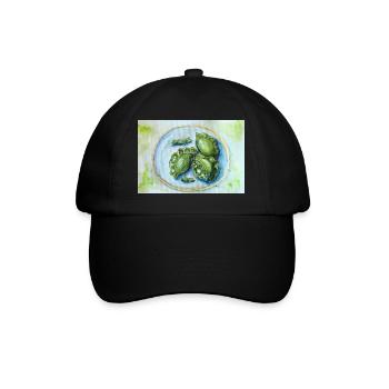 Vibrant Green Dumplings: Watercolor Food Art - Baseball Cap - black/black - Front