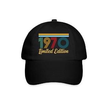 1970er Geburtstag geboren in 1970 Vintage-Retro-Geschenk - Baseballkappe - Schwarz/Schwarz - Vorne