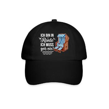 Ich bin in Rente ich muss gar nix mit Strandkorb  - Baseballkappe - Schwarz/Schwarz - Vorne