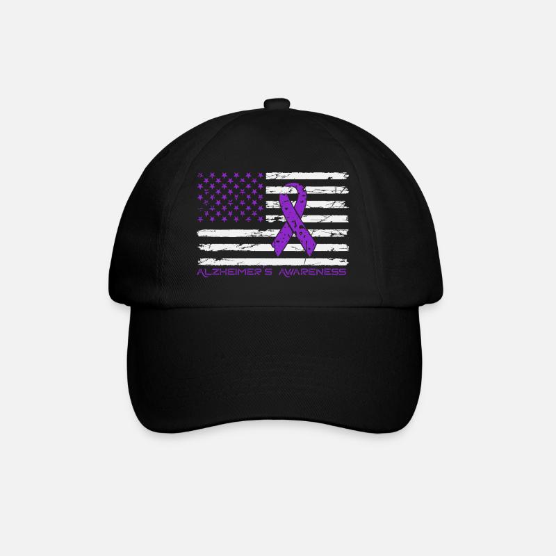 Ruban Violet Alzheimer Drapeau US - Casquette classique - noir/noir