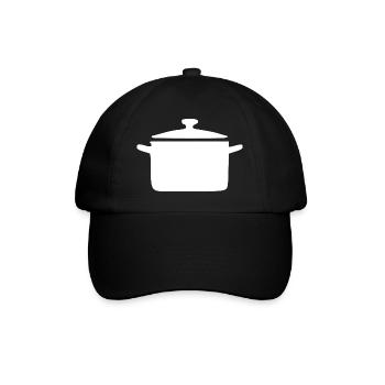 Kochtopf Topf kochen Geschenk Koch Köchin - Baseballkappe - Schwarz/Schwarz - Vorne