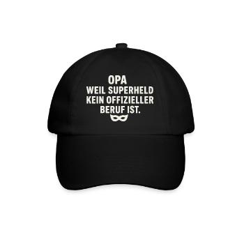 Opa: Weil Superheld kein offizieller Beruf ist - Baseballkappe - Schwarz/Schwarz - Vorne