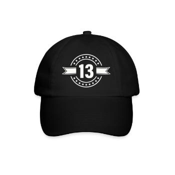 Round 13-star badge with ribbon - Baseball Cap - black/black - Front