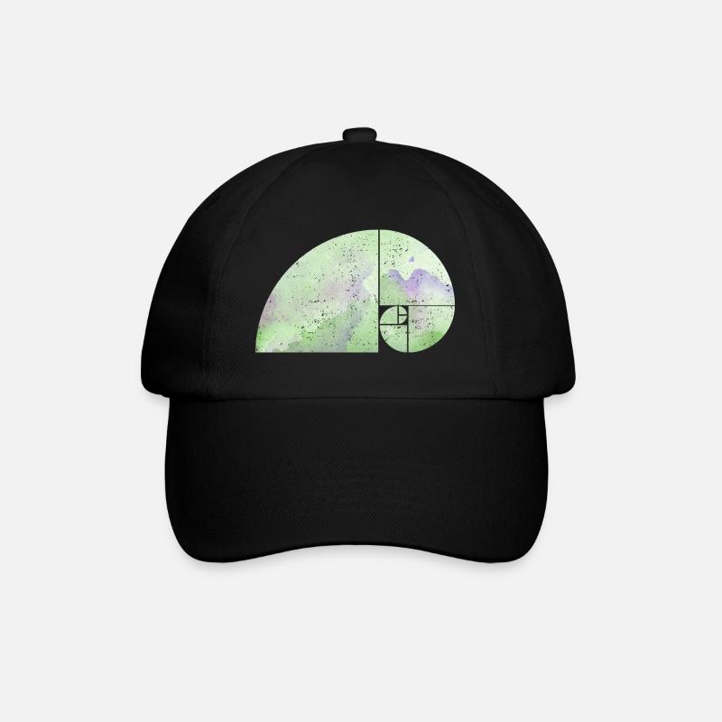 Fibonacci Spiral Elephant - Golden Ratio grungy 3 - Baseballkappe - Schwarz/Schwarz