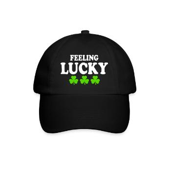 feeling lucky - Baseballkappe - Schwarz/Schwarz - Vorne