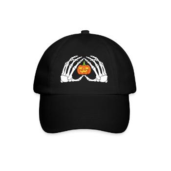 The hands of a skeleton with the pumpkin Halloween - Baseball Cap - black/black - Front