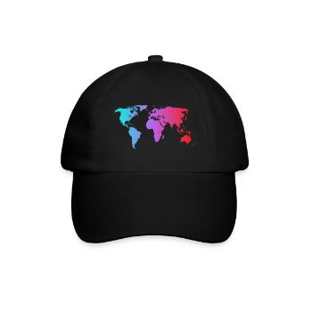 The colorful World Map eine bunte Welt Karte - Baseballkappe - Schwarz/Schwarz - Vorne