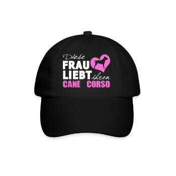 Cane Corso - Frau liebt - Baseballkappe - Schwarz/Schwarz - Vorne