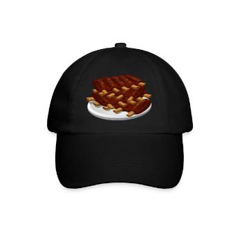 côtes levées nourriture viande de porc - Casquette classique - noir/noir - Devant