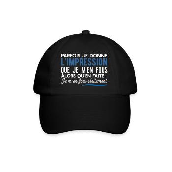 Je m'en fous cadeau humour - Casquette classique - noir/noir - Devant