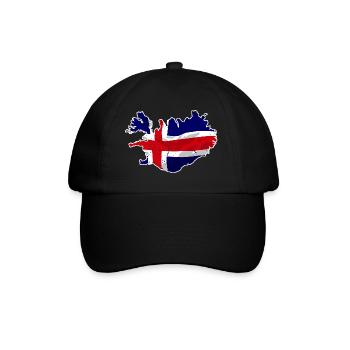 Iceland Flag Map - Baseballkappe - Schwarz/Schwarz - Vorne