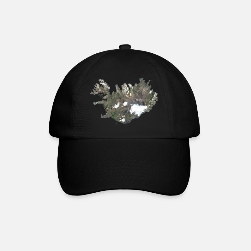 Island Karte Low Poly Stil - Baseballkappe - Schwarz/Schwarz