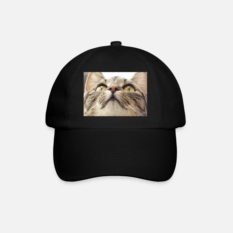 Katzengesicht von Minka - Baseballkappe - Schwarz/Schwarz