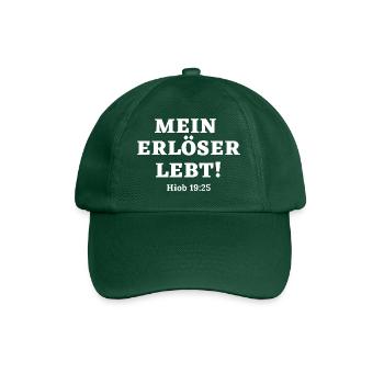Mein Erlöser lebt Bibelvers Shirt - Baseballkappe - Flaschengrün - Vorne