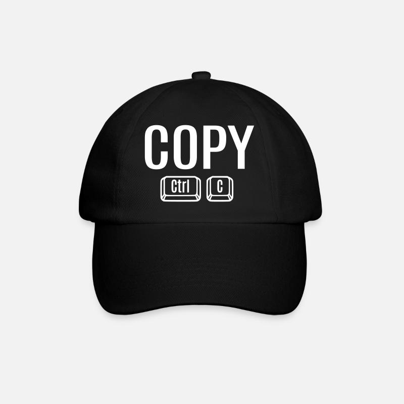 Copy Paste Ctrl + C V Vater Mutter Kind Baby Fun - Baseballkappe - Schwarz/Schwarz