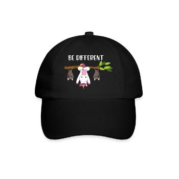 Be Different Einhorn mit Fledermäusen - Baseballkappe - Schwarz/Schwarz - Vorne