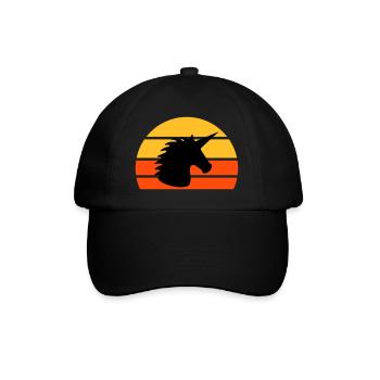 Unicorn in front of a half-sun - Baseball Cap - black/black - Front