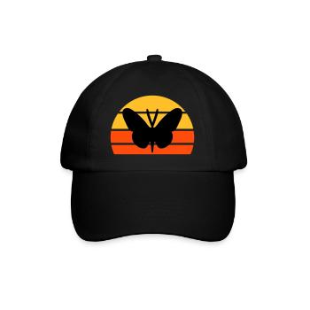 Schmetterling vor einer Halbsonne - Baseballkappe - Schwarz/Schwarz - Vorne