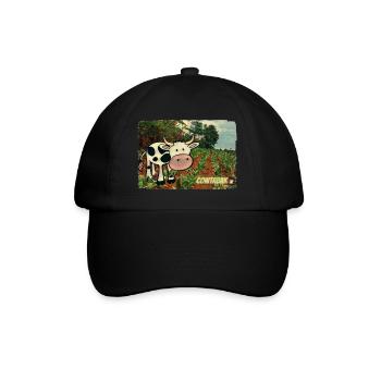 Cowtabak vs Kautabak - kauende Kuh auf einem Feld. - Baseballkappe - Schwarz/Schwarz - Vorne