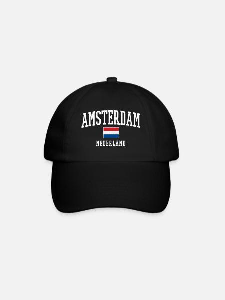 Conception du drapeau Amsterdam NL - Casquette classique - noir/noir
