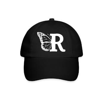letter R butterfly - Baseball Cap - black/black - Front
