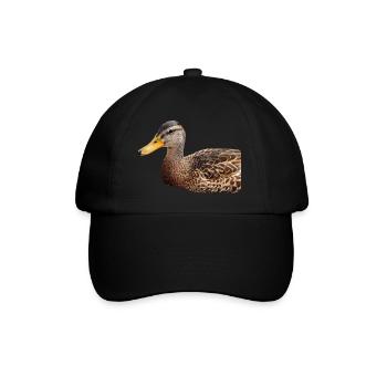 Ente Wildente Entchen Erpel Poster Geschenk - Baseballkappe - Schwarz/Schwarz - Vorne