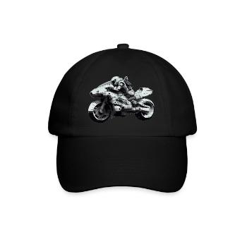 Science fiction motorcycle with biker of the future - Baseball Cap - black/black - Front