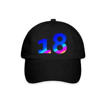 verschenken, 18 blauton mit Farbverlauf - Baseballkappe - Schwarz/Schwarz - Vorne