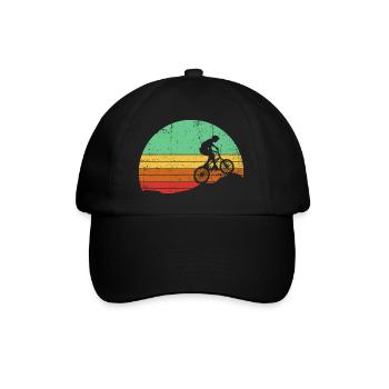 Retro Sunset Cyclist Silhouette - Baseball Cap - black/black - Front