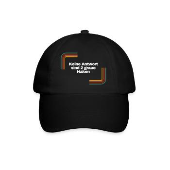 Keine Antwort sind 2 graue Haken | Shirt, Idee - Baseballkappe - Schwarz/Schwarz - Vorne