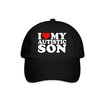 I Love My Autistic Son I Red Heart My Son - Baseballkappe - Schwarz/Schwarz - Vorne