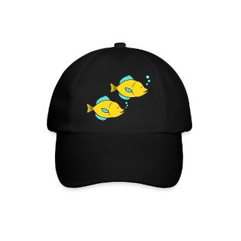 fische comic - Baseballkappe - Schwarz/Schwarz - Vorne