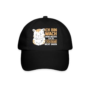 Morgenmuffel Faulenzer Katze - Baseballkappe - Schwarz/Schwarz - Vorne
