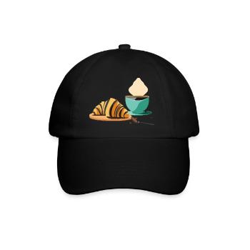 Petit-déjeuner : Croissant & Café - Casquette classique - noir/noir - Devant