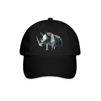 Rhinoceros Origami geometrisch 3d - Baseballkappe - Schwarz/Schwarz - Vorne