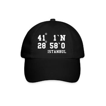 Istanbul Koordinaten Türkei Urlaub Idee - Baseballkappe - Schwarz/Schwarz - Vorne