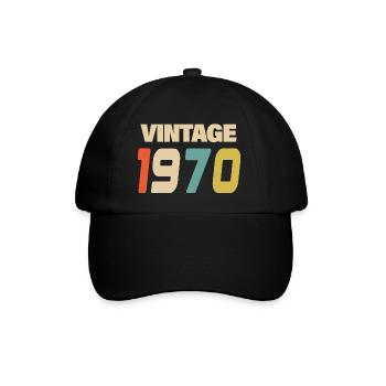 1970er Jahre Vintage Retro Classic 1970er Jahre - Baseballkappe - Schwarz/Schwarz - Vorne