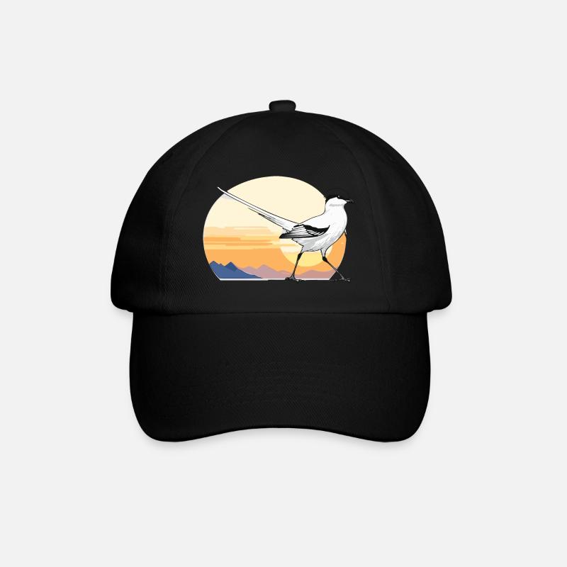 Vogel im Sonnenaufgang - Baseballkappe - Schwarz/Schwarz