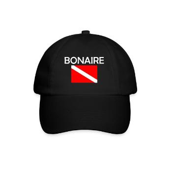 Bonaire Diver Down Flag - Scuba - Diving - Tauchen - Baseballkappe - Schwarz/Schwarz - Vorne
