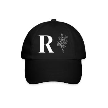Lette R minimalistische Blumen - Baseballkappe - Schwarz/Schwarz - Vorne