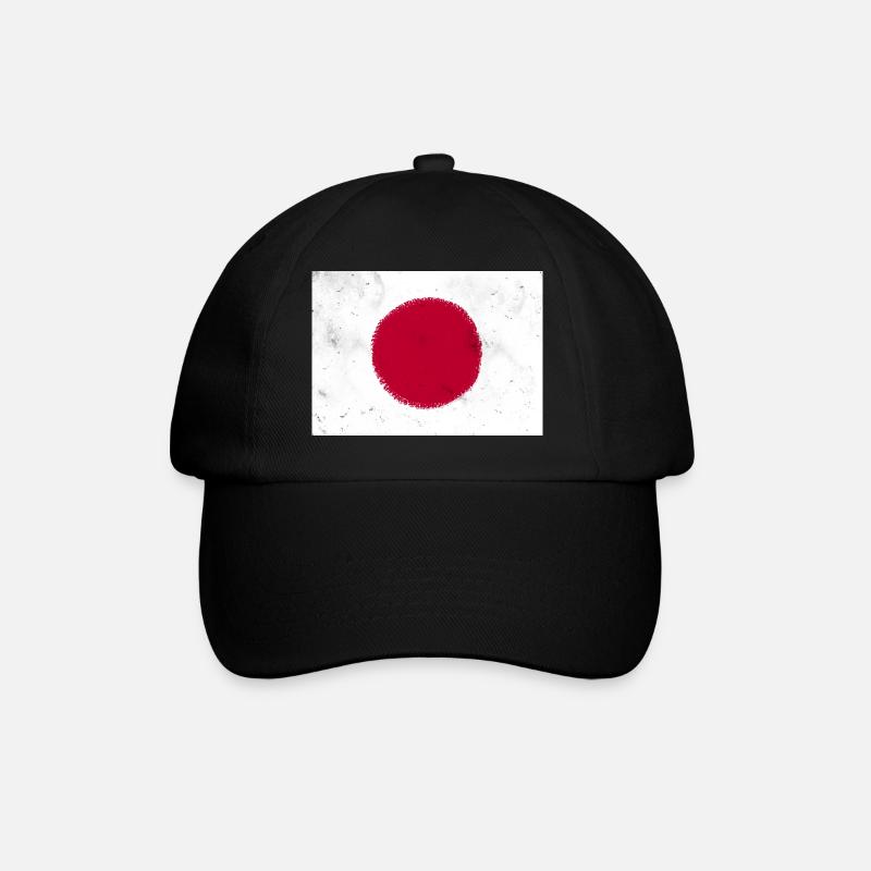 Flagge von Japan - Baseballkappe - Schwarz/Schwarz