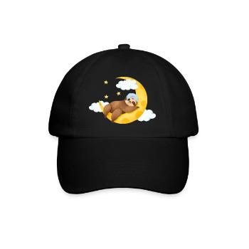 Faultier auf dem Mond - Baseballkappe - Schwarz/Schwarz - Vorne