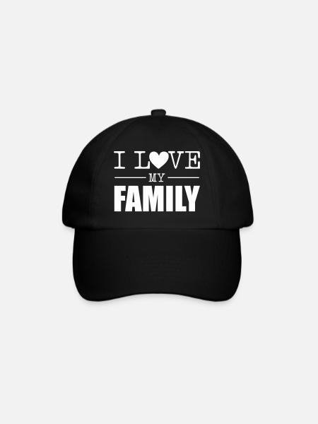 I Love My Family Herz Typo Design - Baseballkappe - Schwarz/Schwarz