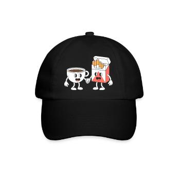Café et cigarettes - T-shirt humoristique - Casquette classique - noir/noir - Devant