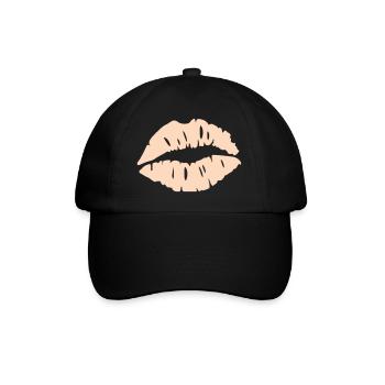  Lippen Silhouette  - Baseballkappe - Schwarz/Schwarz - Vorne