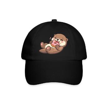 Kuschelbär mit Donut - Baseballkappe - Schwarz/Schwarz - Vorne