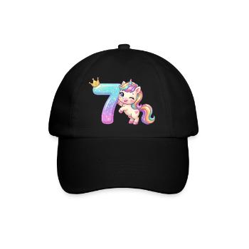 J’ai 7 ans de Kawaii Unicorn Girl Anniversaire - Casquette classique - noir/noir - Devant