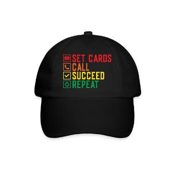 Bingo Game Set Cards Call Succeed Repeat Bingo - Baseball Cap - black/black - Front