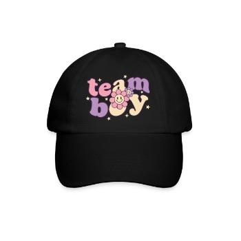 Geschlechterenthüllung Team Junge Babyparty Mama Papa Oma - Baseballkappe - Schwarz/Schwarz - Vorne