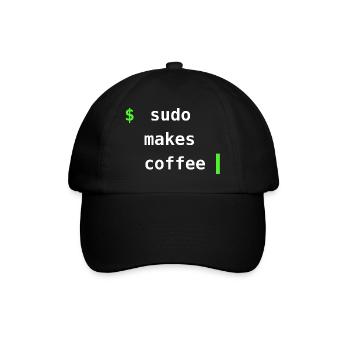 Sudo Makes Coffee - IT- & Linux-Shirt - Baseballkappe - Schwarz/Schwarz - Vorne